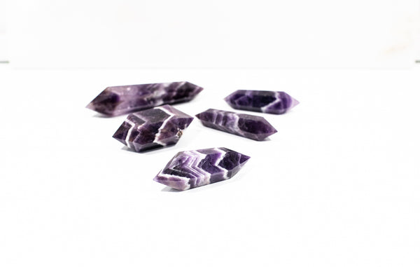 Chevron & Banded Amethyst Stone | Double Terminated Point